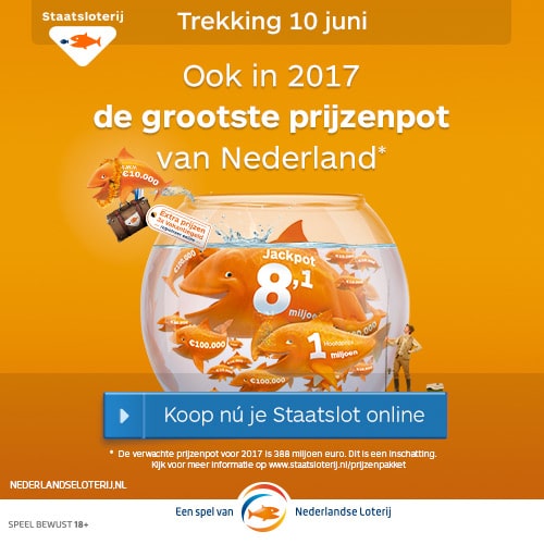 Gratis Staatsloterij Lot + 3x vakantiegeld t.w.v. € 10.000