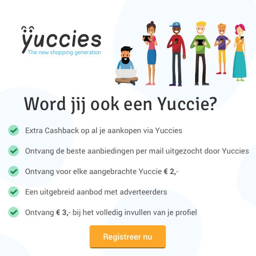 Meld je Gratis aan en ontvang 3 euro bij Yuccies