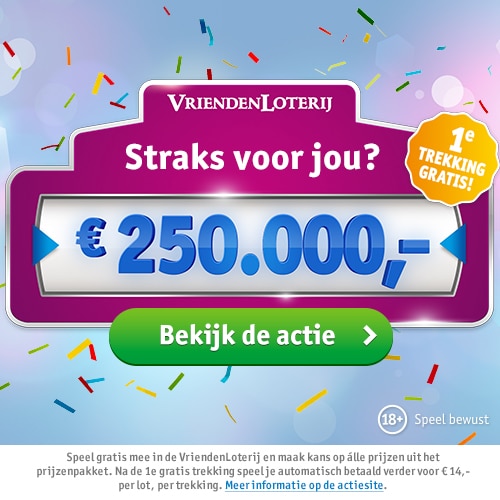 Vriendenloterij prijzenpakket met een 1e gratis trekking Doe gratis mee?