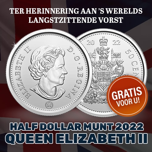 Gratis Half Dollar 2022 met Queen Elizabeth II
