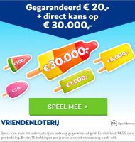 Gegarandeerd € 20 tot € 30.000 bij deze Loterij