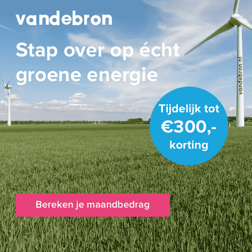 Bij Vandebron € 300,- korting op Groene energie