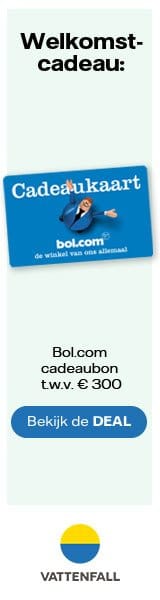 Lage Vattenfall tarieven en Bol.com cadeaubon t.w.v. € 300 