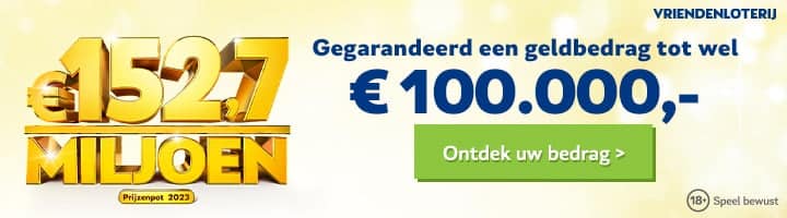 Gratis Vriendenloterij Cheque van Gegarandeerd €20