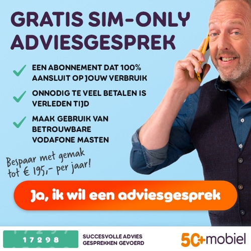 50Plus mobiel met GRATIS Sim-Only adviesgesprek