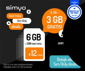 Bij Simyo Sim only tot 72 GB Gratis per jaar