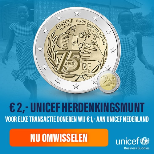 UNICEF Herdenkingsmunt van 2 euro omruil actie