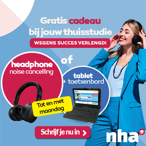 NHA studie met gratis 9" Tablet + headphone en hoge kortingen