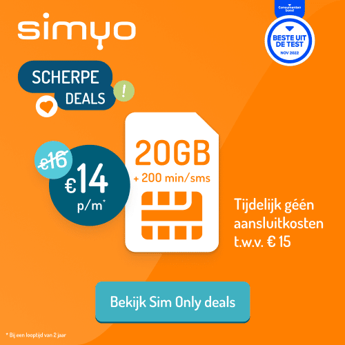 Simyo Sim only 10 GB voor €11 + Gratis aansluitkosten