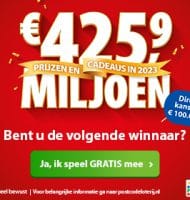 Nationale Postcode Loterij verdeeld € 425.9 Miljoen