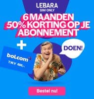 Bij Lebara Gratis Bol.com bon € 60 en 50% korting