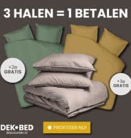 Dekbedovertrekken 3 halen = 1 betalen