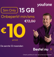 Youfone Sim Only 15GB nu €10 en onbeperkt bellen