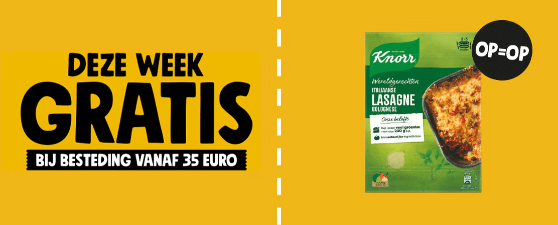Jumbo actie met Gratis Italiaanse lasagne bolognese