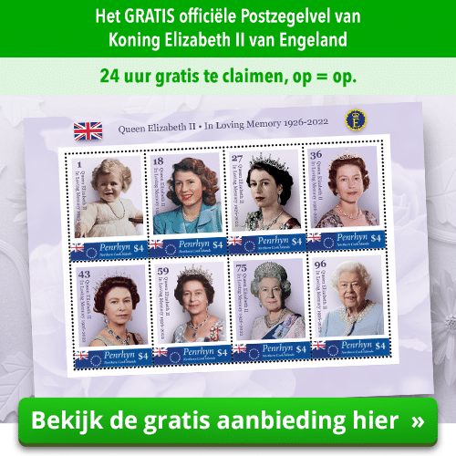 Gratis Officiële Postzegelvel Queen Elizabeth II 