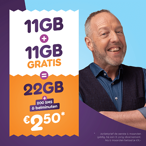 Gratis levenslang Dubbele Data bij 50+Mobiel