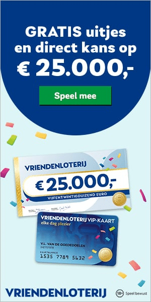 Gratis Vriendenloterij Cheque en VIP kaart