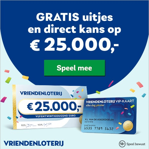 Gratis Vriendenloterij Cheque en VIP kaart