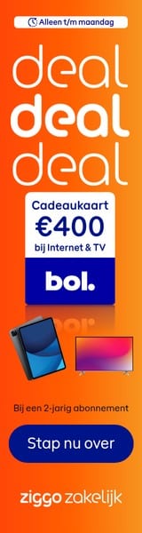 Ziggo Zakelijk 15 md 50% korting of Cadeaukaart t.w.v. € 400.-