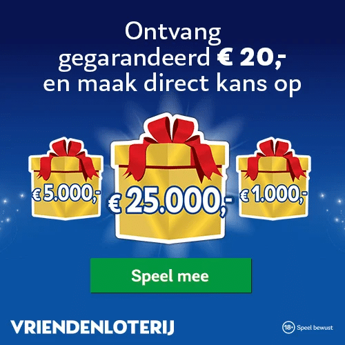 Gratis Vriendenloterij Cheque t.w.v. €20 en VIP kaart