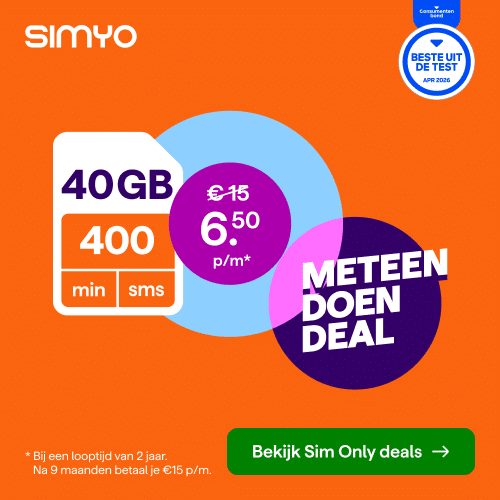 Simyo Sim only | 40 GB data nu €0.50 per maand