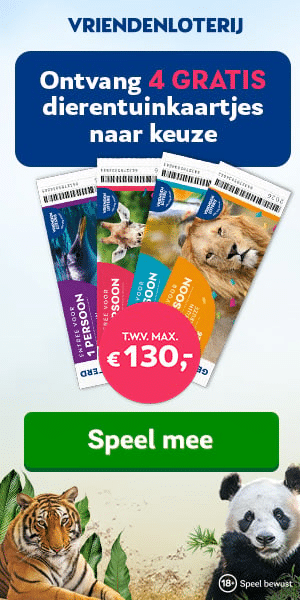 Gratis 4x VriendenLoterij dierentuinkaartjes t.w.v. € 130