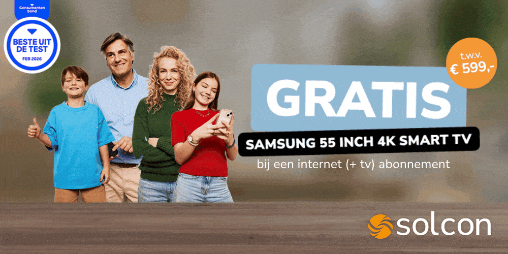 Gratis 55″ Samsung Smart TV bij Solcon abonnement