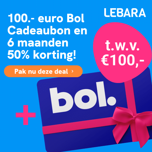 Lebara 6 maanden 50% korting +Bol cadeaukaart t.w.v. € 100
