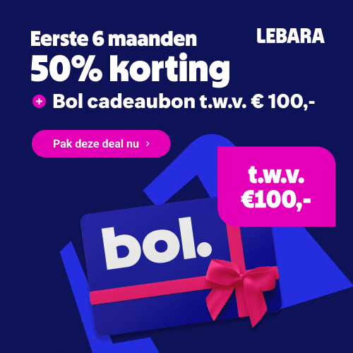 Lebara 50% korting+Bol cadeaukaart t.w.v. € 100