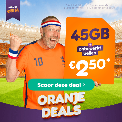 50+Mobiel Oranje festijn Gratis tot 15GB Data