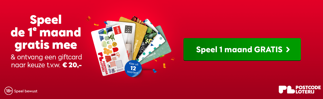 Nationale Postcode Loterij met Gratis giftcard