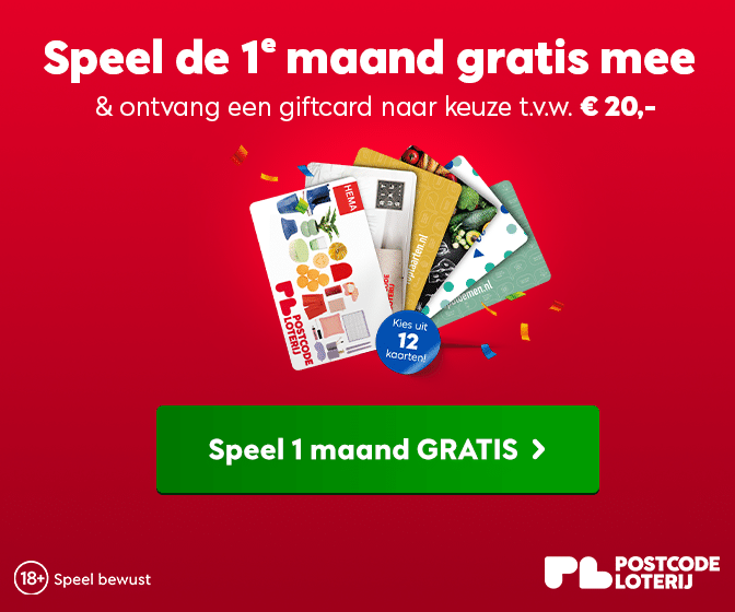Nationale Postcode Loterij met Gratis giftcard