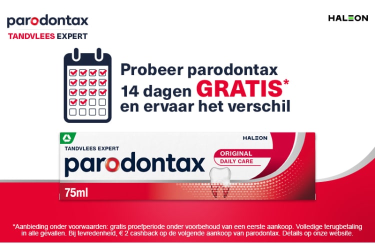 Probeer Parodontax 14 dagen helemaal gratis