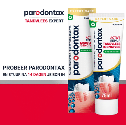 Probeer Parodontax 14 dagen helemaal gratis